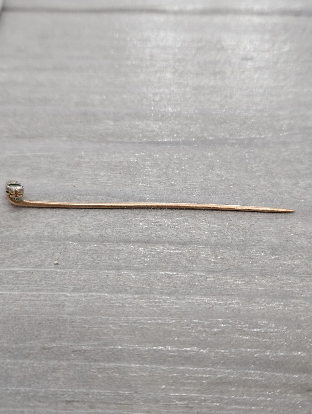 Antique 14k Diamond And Emarald Stickpin - Picture 3 of 9